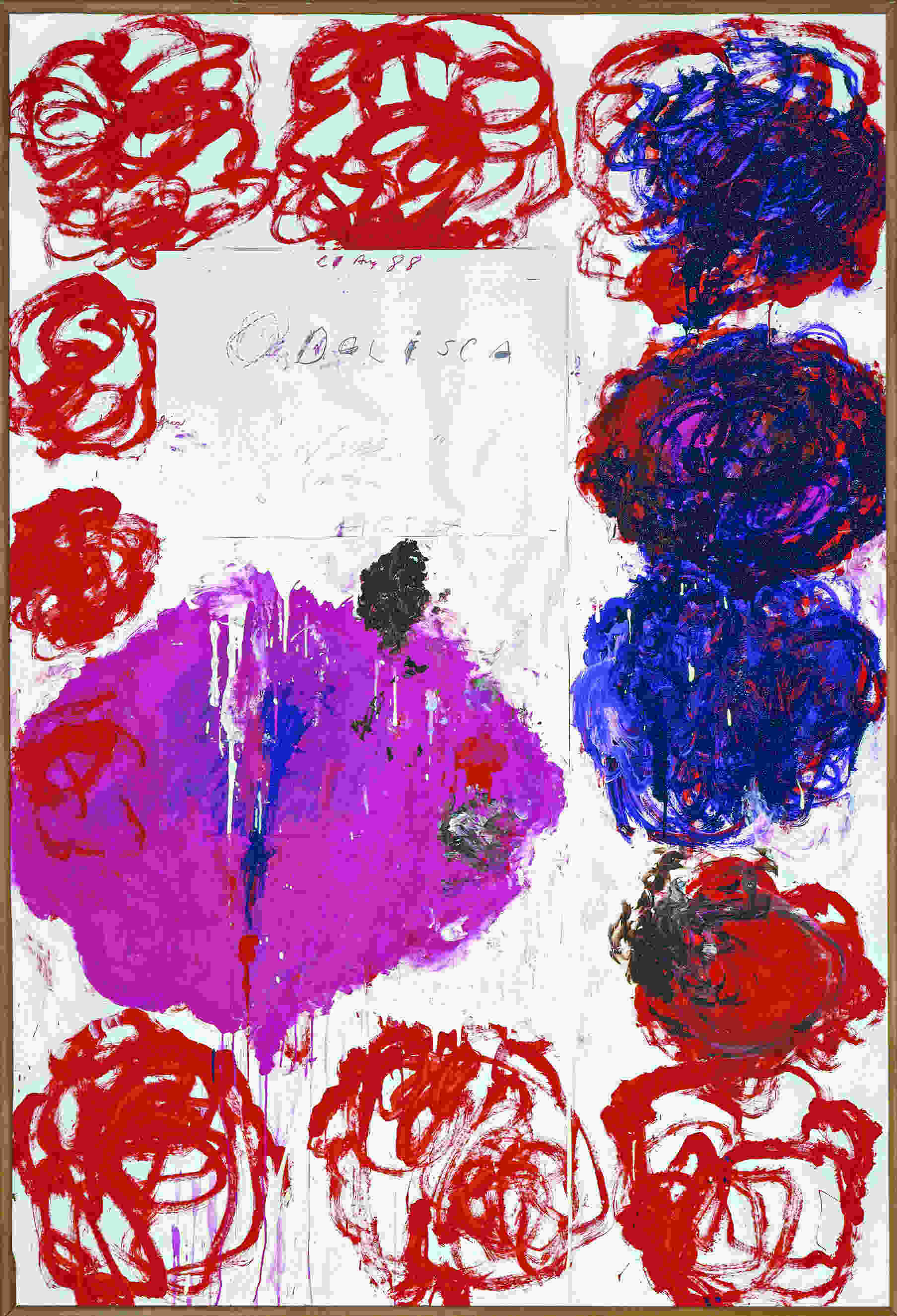 Untitled (Odalisca), 1988. Collage, acrilico, pittura murale, pastello a cera e pennarello su carta, 220 x 150 cm