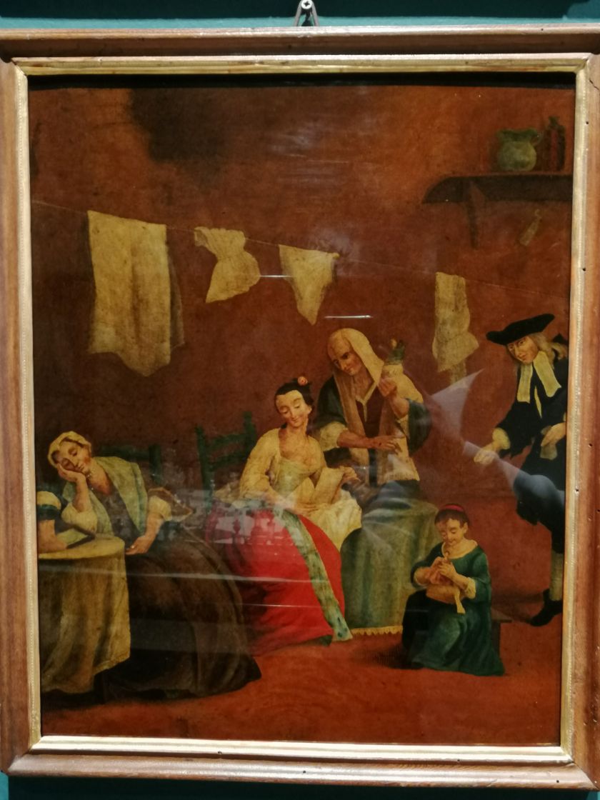 FIXÉ SOUS VERRE - LA MODISTA (dall’omonimo dipinto di Pietro Longhi)