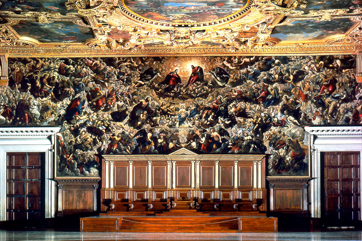 Palazzo Ducale vista del Maggior Consiglio con il Paradiso di Tintoretto