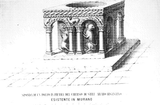 A.Seguso, Sponda di un pozzo di stile arabo bizantino, litografia