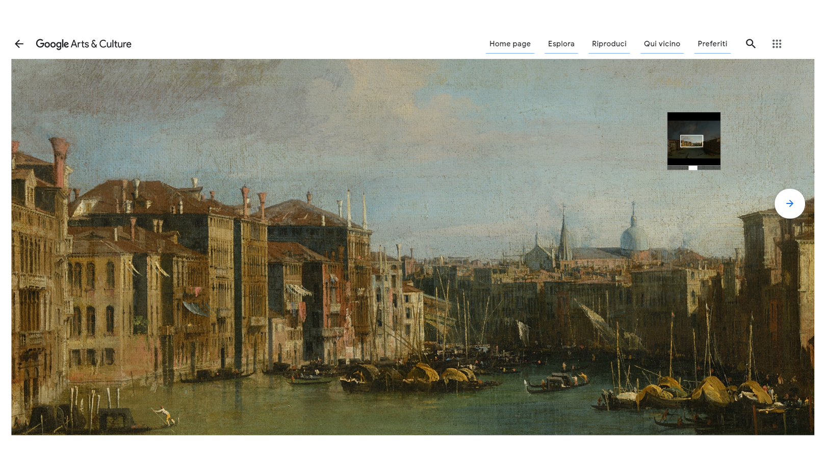 “Il Canal Grande da Palazzo Balbi a Rialto” di Canaletto